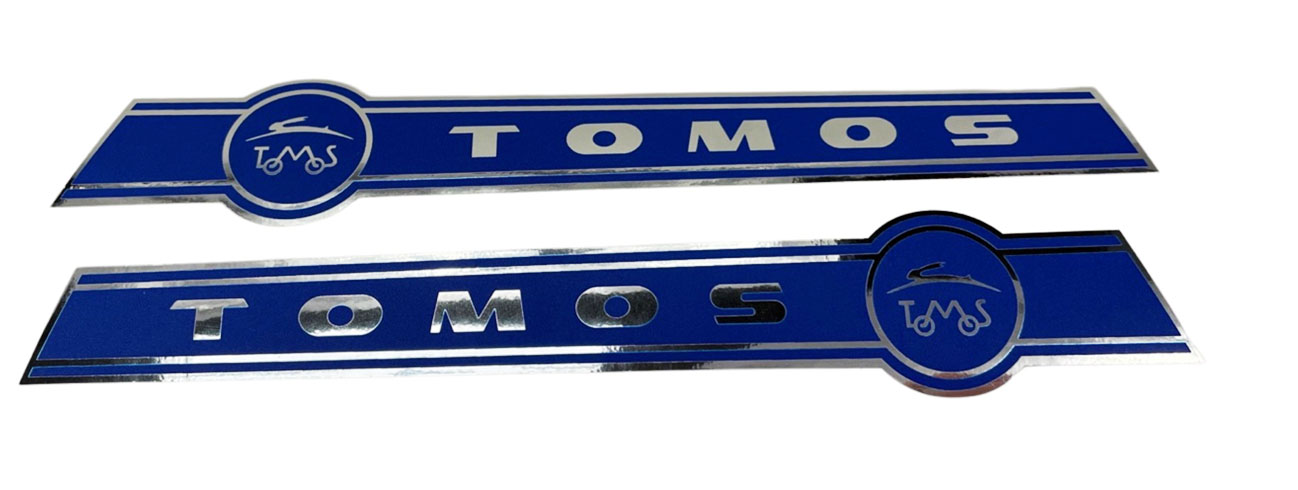 TOMOS Stickerset Tomos Chroom / Blauw  210 x 34 mm 