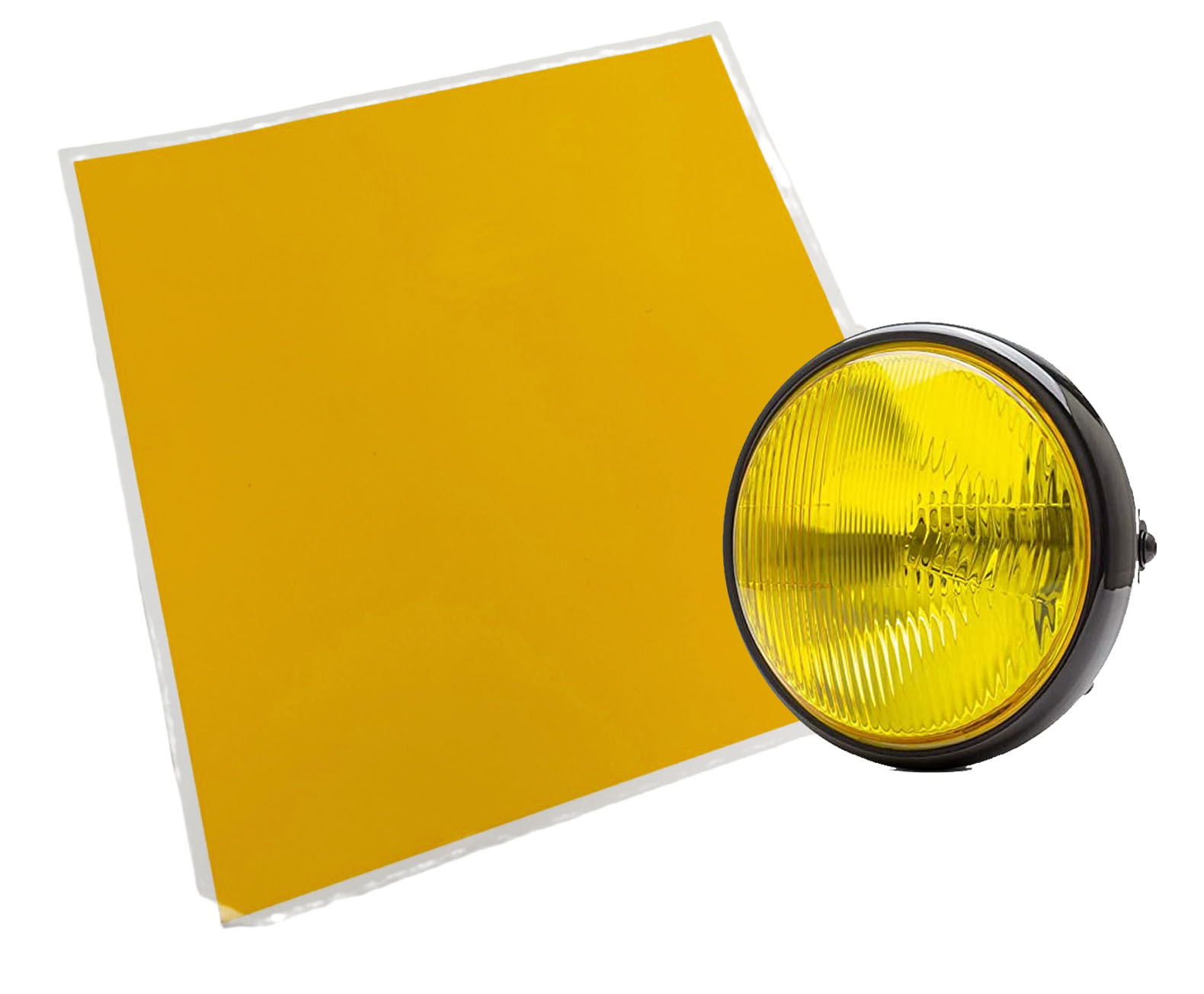 UNIVERSEEL Sticker koplampsticker geel transparant - warmte resistant - 250 x 250 MM 