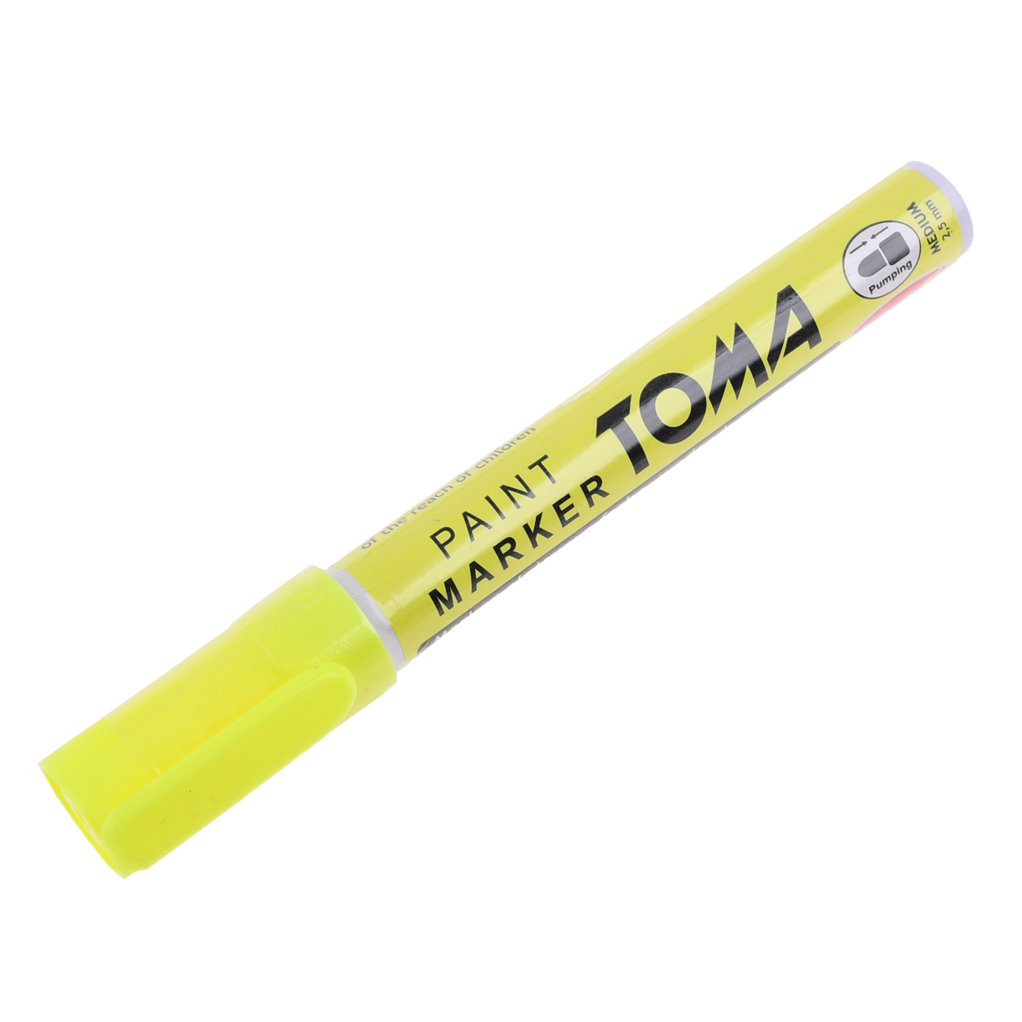 UNIVERSEEL Stift / pen fluor geel voor staal - hout - rubber - kunststof - glas en banden - bandenstift (made in EU)